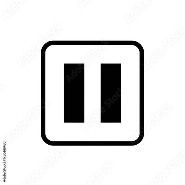 Obraz Minimalist Black and White Rounded Pause Button Vector Illustration