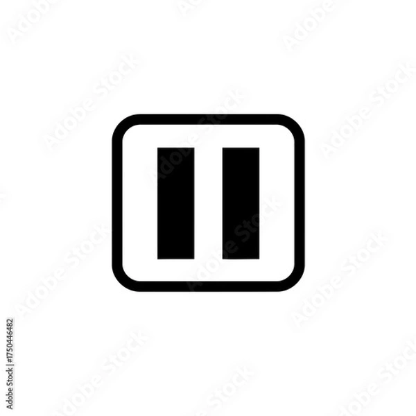 Obraz Minimalist Black and White Pause Icon Vector Illustration with Rounded Square Frame