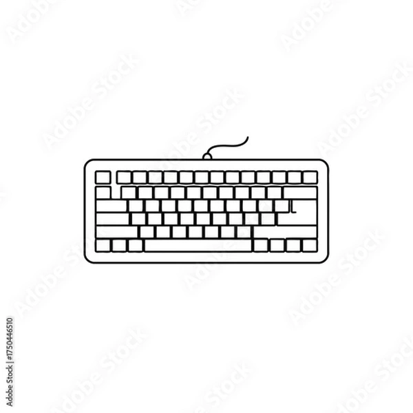 Obraz Minimalist Outline Computer Keyboard Vector Illustration