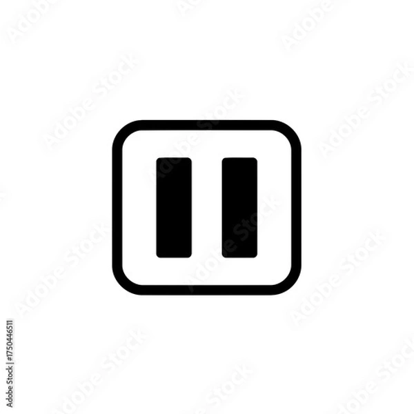 Obraz Minimalist Black and White Pause Button Interface Vector Icon Illustration
