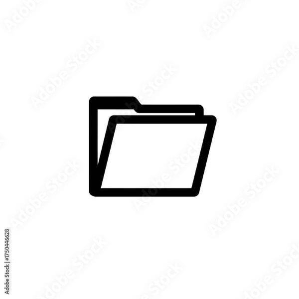 Obraz Minimalist Black Outline Open Folder Icon Vector Illustration