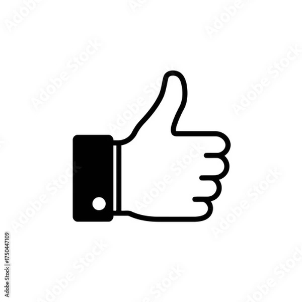 Fototapeta Minimalist Black and White Thumbs Up Gesture Vector Illustration Icon