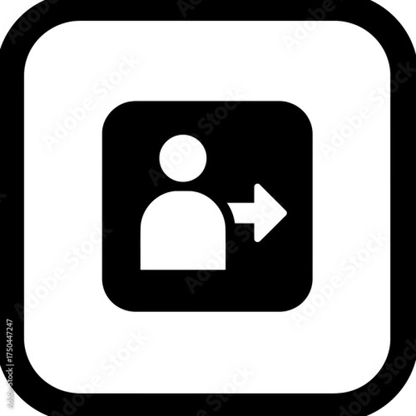 Fototapeta Minimalist Vector User Logout or Profile Transfer Icon in Rounded Square