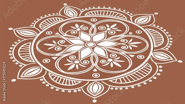 Obraz ornamental round lace pattern on white