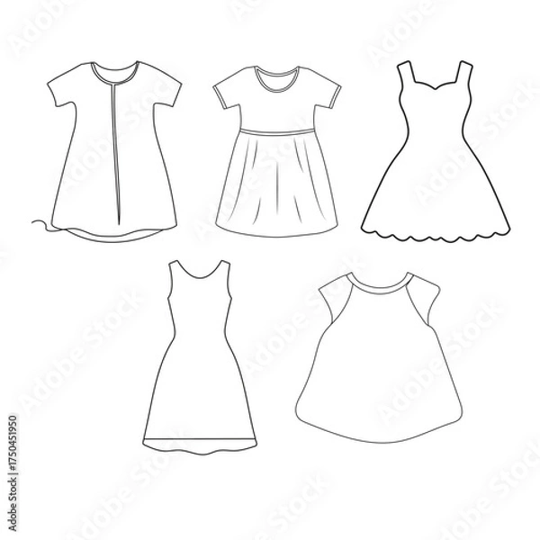Fototapeta vector illustration of a set of women clothes