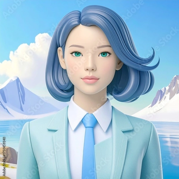 Fototapeta Digital portrait of a light-skinned woman