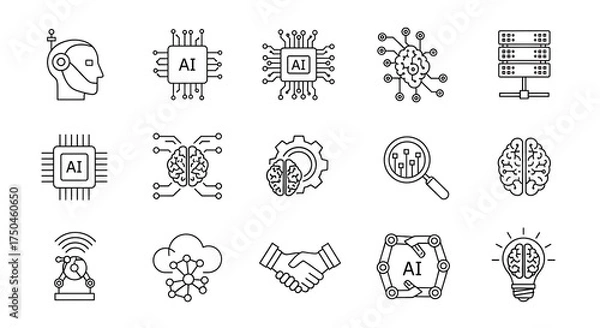 Fototapeta Artificial Intelligence Icons - A Comprehensive Set for AI Concepts.