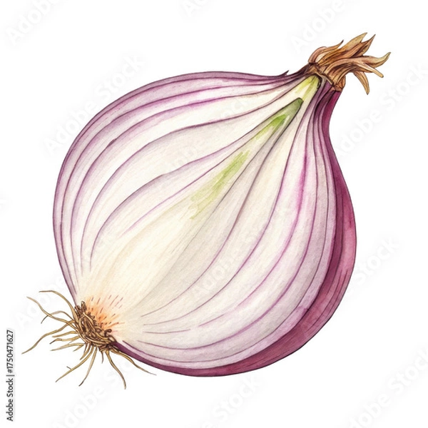 Fototapeta Freshly Harvested Onion with Purple and White Layers on Transparent Background