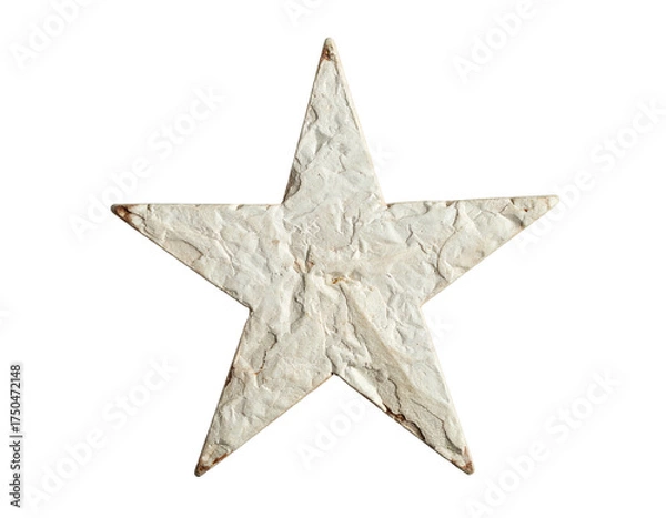 Fototapeta A textured, five-pointed star on a black background. Its edges are slightly browned