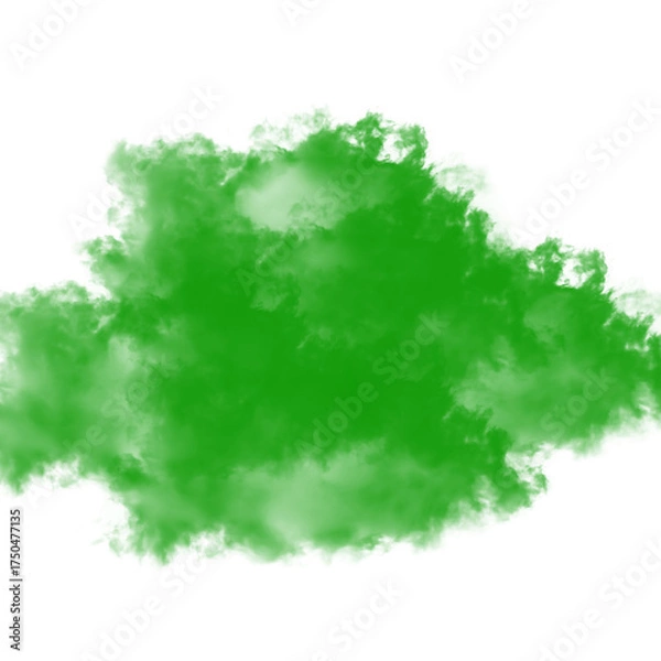 Fototapeta A lush green watercolor cloud isolated on transparent background, ideal for naturethemed designs and adding a touch of freshness
