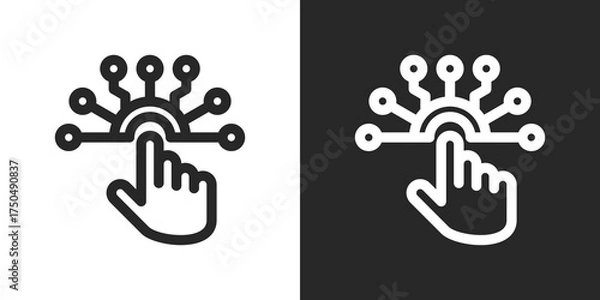 Fototapeta Digitalization Icon Set in Black and White Outline Style