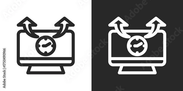 Fototapeta Uptime Icon Set in Black and White Outline Style