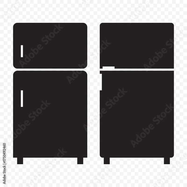 Fototapeta Minimalist Vector Illustration of a Black Double-Door Refrigerator on Transparent Background. EPS 10.