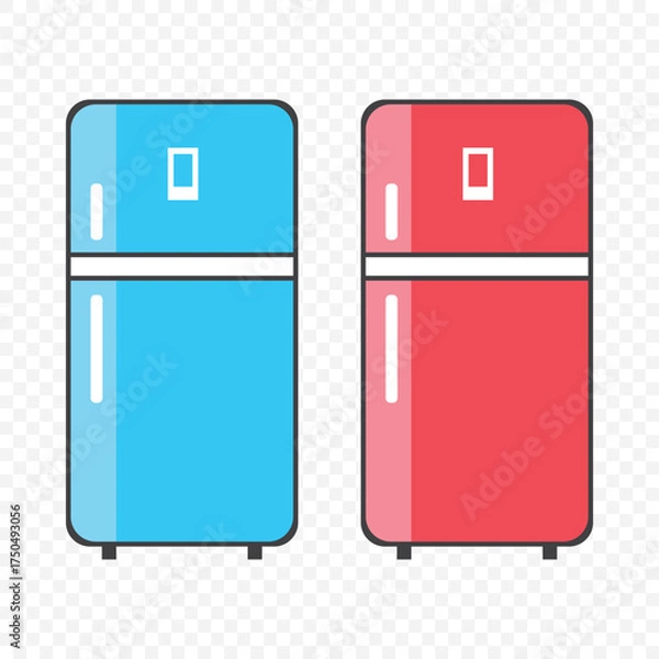 Fototapeta Modern refrigerator icon set, black and white fridge vector illustration, minimal kitchen appliance design, household cooling equipment, clean outline style graphic On Transparent Background. EPS 10.