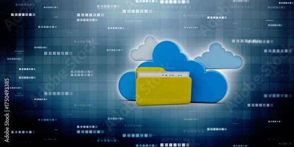 Fototapeta 3d rendering Cloud computing concept, Cloud internet technology concept background, Cloud computing and network security technology concept