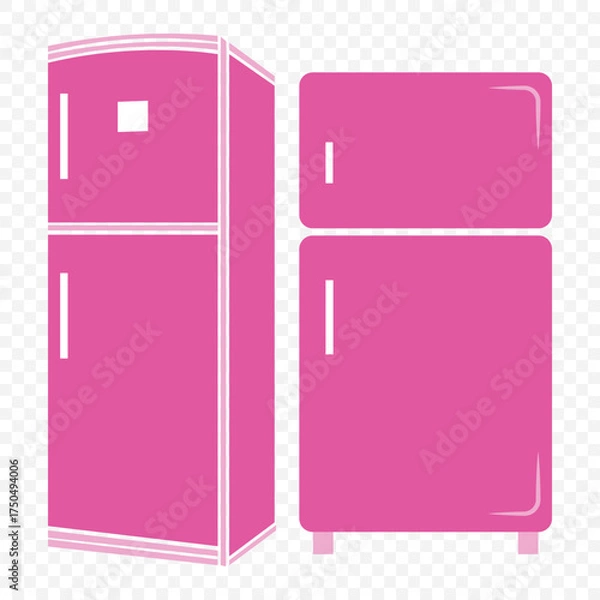 Fototapeta Cute Kawaii Refrigerator Set – Colorful Cartoon Fridge Characters with Happy Faces On Transparent Background. EPS 10.