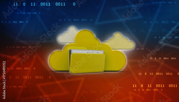 Fototapeta 3d rendering Cloud computing concept, Cloud internet technology concept background, Cloud computing and network security technology concept