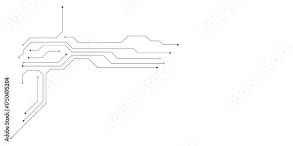 Obraz Electronic circuit with empty space on white background. Dots and lines connection circuit design