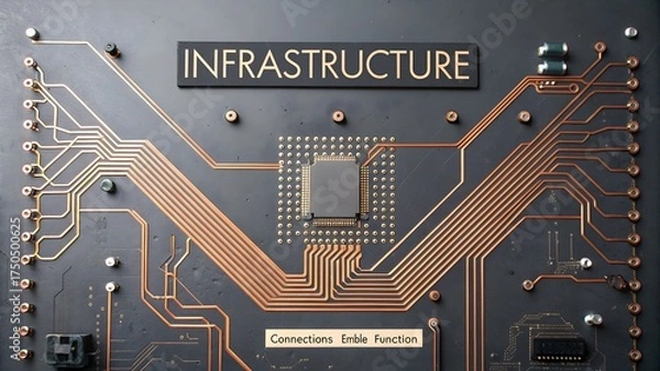 Obraz Close up of circuit board displaying computer infrastructure