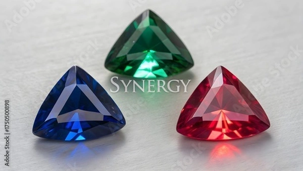 Obraz Close up of various colored faceted gemstones displaying synergy