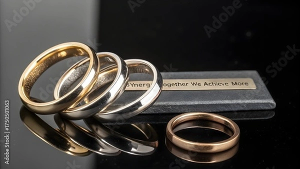 Obraz Close Up of Wedding Rings with Reflective Background