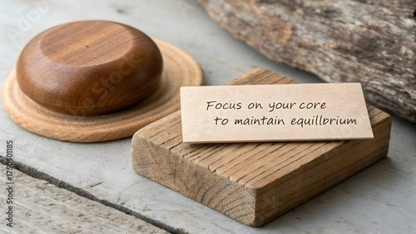 Obraz Close up of wooden objects with inspirational text