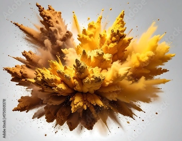 Fototapeta Explosion of vibrant yellow and brown pigments