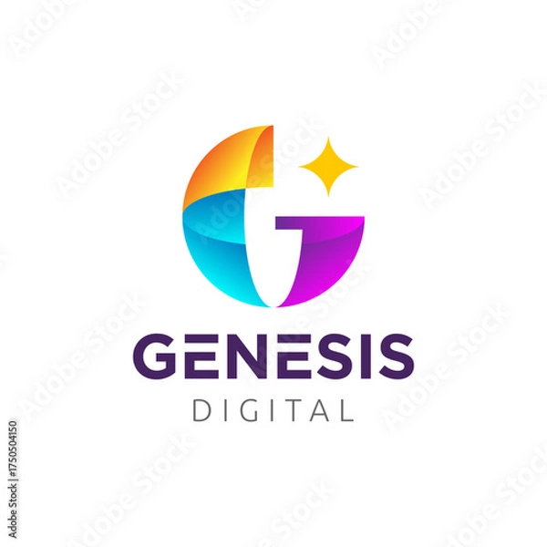 Obraz Modern G star logo, global online learning