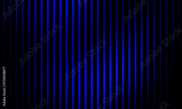 Fototapeta Abstract glowing blue vertical light stripes background with gradient effect, futuristic neon pattern, modern digital design, dark energy illumination concept