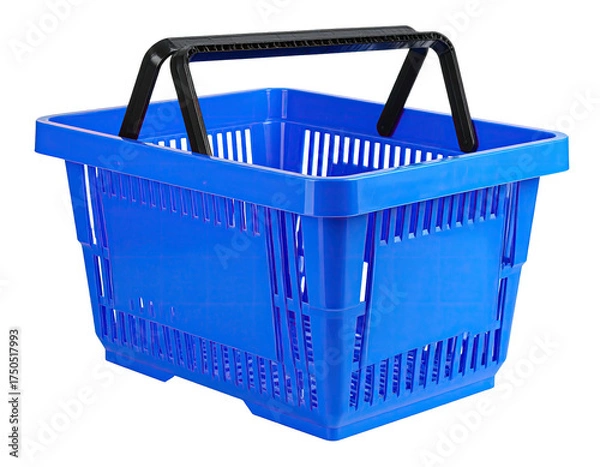 Obraz A vibrant blue, rectangular shopping basket with a black handle