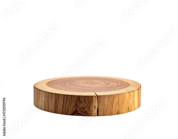 Fototapeta A circular wooden cross-section sits on a black background, showing tree rings