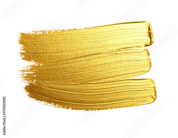 Fototapeta Close-up of a glossy, golden paint stroke on a black background