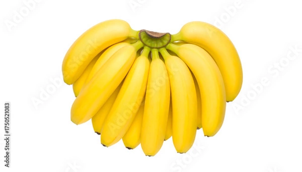 Fototapeta Bunch of ripe yellow bananas isolated on white background.