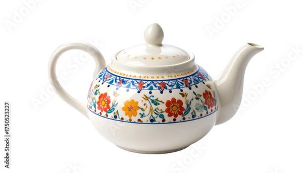 Fototapeta Decorative Ceramic Teapot with Floral Pattern.