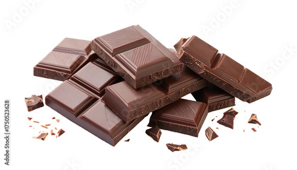 Fototapeta Delicious chocolate bars arranged on a white surface for enjoyment.