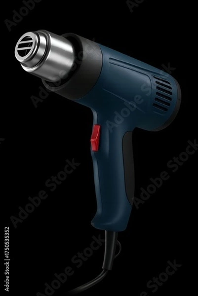 Fototapeta Electric heat gun for shrinking cables, isolated single object, transparent background, realistic shadows.