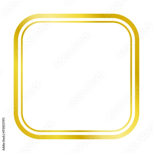 Obraz シンプルな正方形の二重枠・フレーム（金のグラデーション・角丸）009