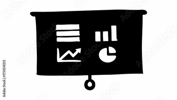 Fototapeta Doodle style presentation screen with various charts and graphs for business analysis and growth strategies