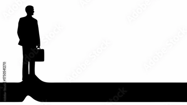 Fototapeta Confident businessman standing tall with briefcase, symbolizing career ambition and professional journey ahead