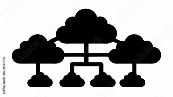 Fototapeta Dynamic network of interconnected clouds symbolizing digital data transfer and cloud computing solutions