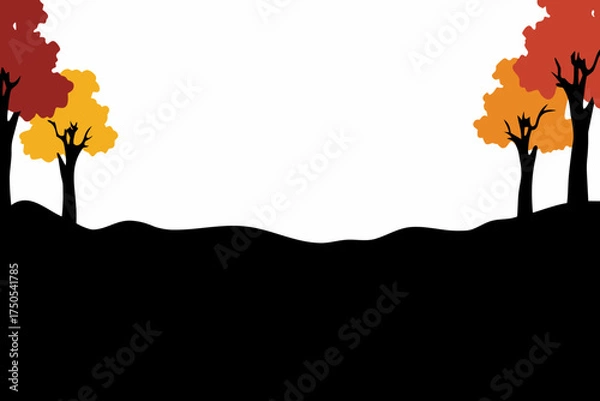 Fototapeta Vibrant autumn trees display warm colors against a crisp white space, perfect for seasonal designs