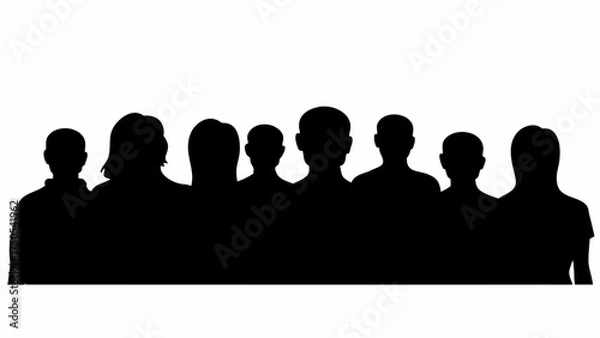 Fototapeta Diverse group of people silhouetted together symbolizing community connection and unity.