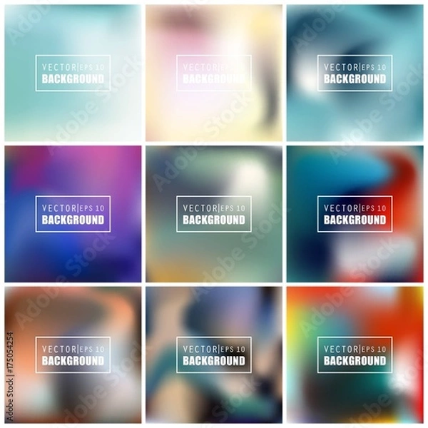 Fototapeta Abstract Creative concept vector multicolored blurred background set. For Web and Mobile Applications, art illustration template design, business infographic and social media, modern decoration