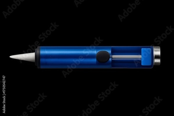 Fototapeta Blue desoldering pump suction tool, isolated single object on transparent background, realistic lighting.