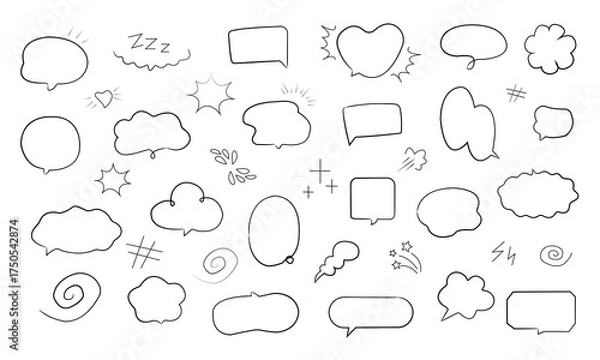 Obraz Hand-drawn doodle speech bubble collection vector illustration