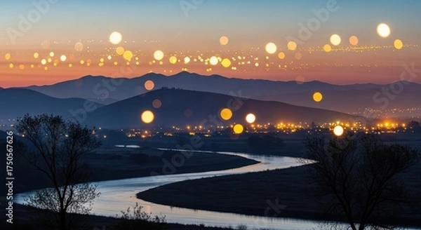 Obraz sunset over the river