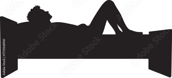 Obraz Silhouette of person lying on bed with legs bent lying down
