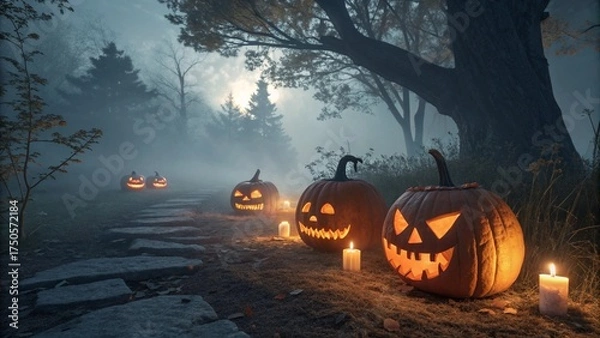 Fototapeta halloween background with pumpkins