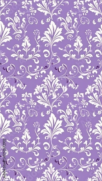 Fototapeta Intricate floral pattern in lavender and white