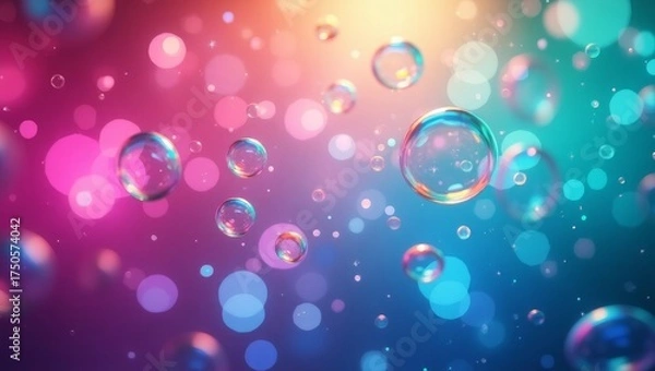 Obraz Colorful floating bubbles with bokeh background soap bubble